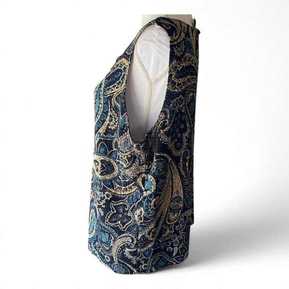 White Stag 90s Y2K Paisley Boho Romantic Whimsigoth Boxy Stretch Tank Top XL - Picture 3 of 9